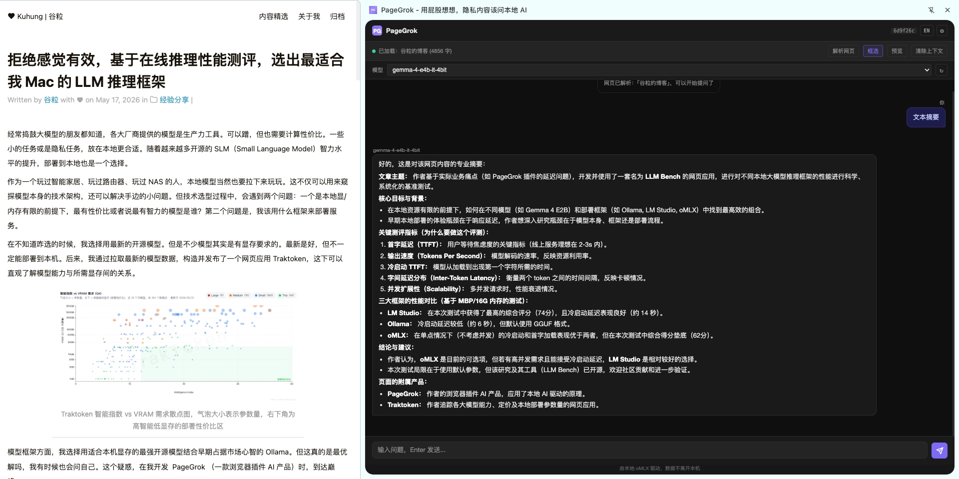 PageGrok 使用本地 Gemma4E4B 模型对全文的总结